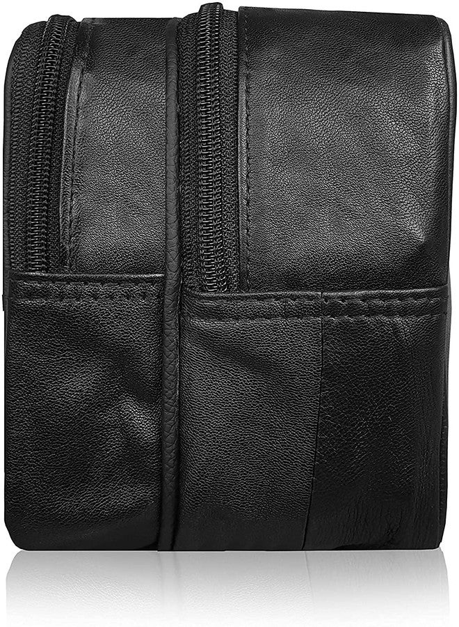 حقيبة أدوات النظافة الجلدية من كي لندن - حقيبة غسيل للسفر والعطلات - حقيبة أدوات الحلاقة أو مستحضرات التجميل للحمام أو الصالة الرياضية أو الدش (KL_215_blk) - Image 4